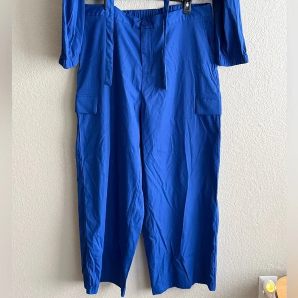 SHEIN Royal Blue Wide Leg Track Pants with Matching Jacket